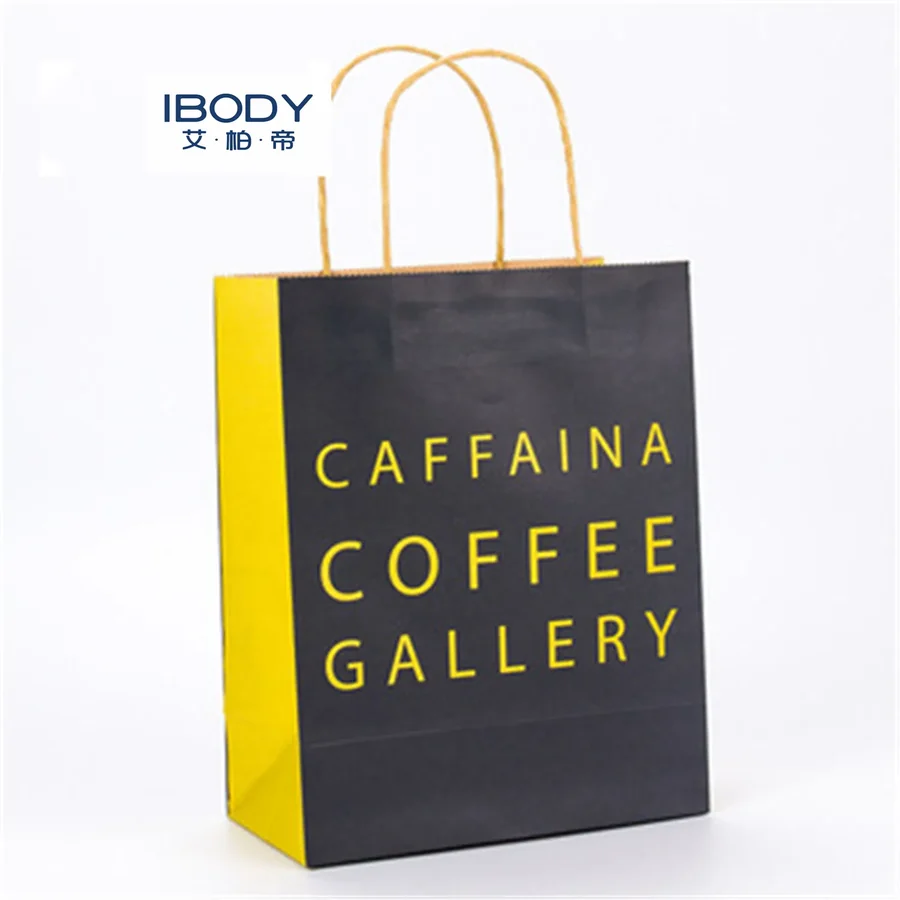 Custom printed kraft paper shopping bag with full-colour logo